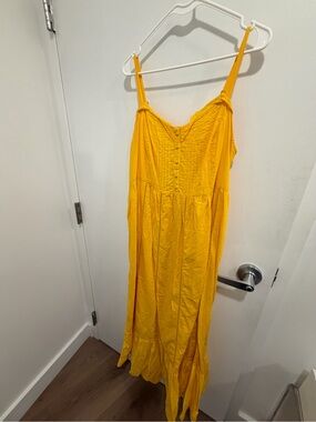 Anthropologie Sunny Yellow Spaghetti Strap Maxi Dress size 16W